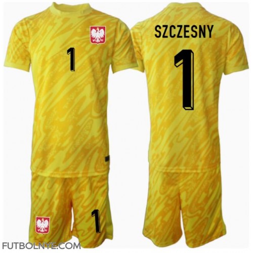 Camiseta Polonia Wojciech Szczesny #1 Portero Primera Equipación para niños Eurocopa 2024 manga corta (+ pantalones cortos)